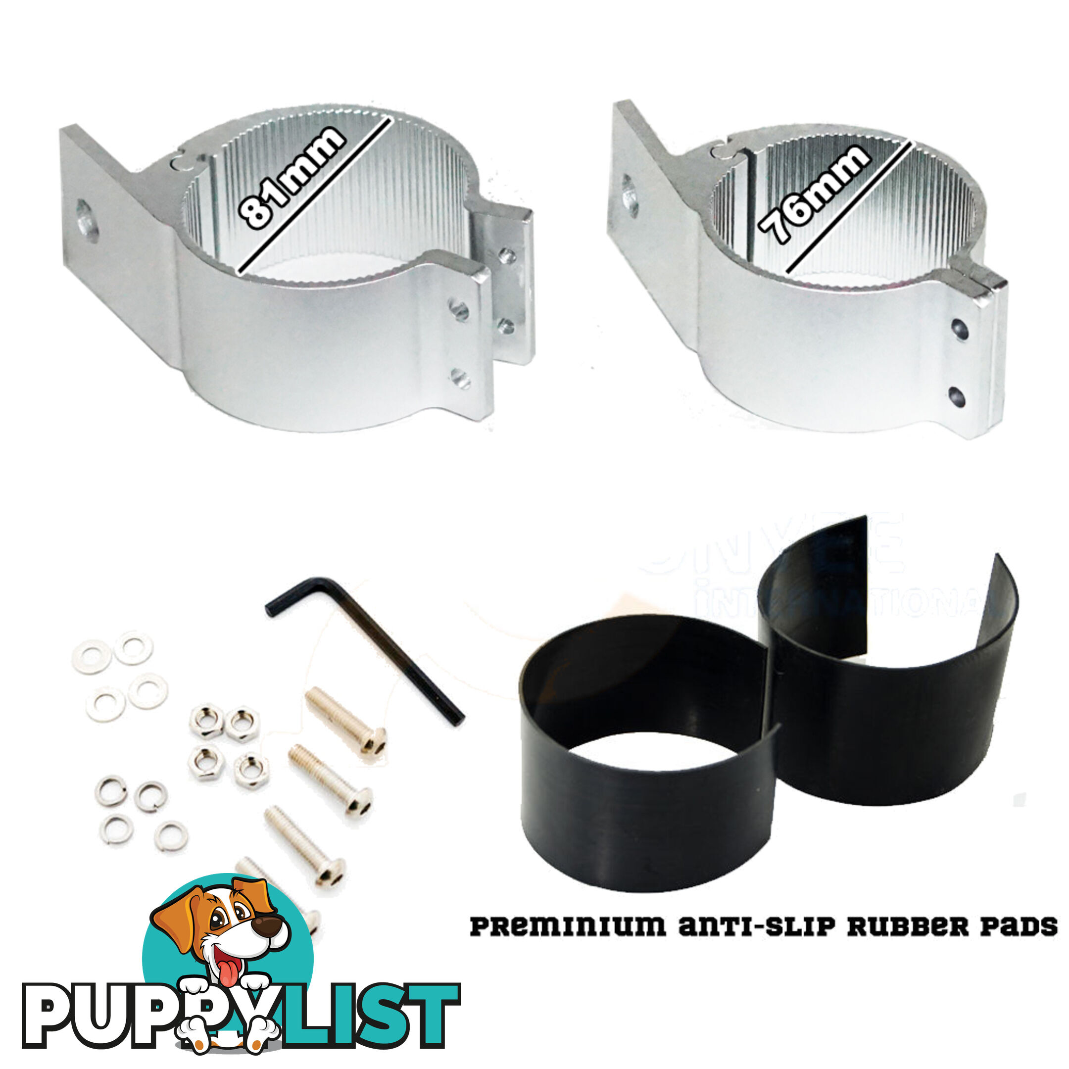 PAIR Silver Bullbar Mounting Bracket Clamp 76-81mm For LED Light Bar HID ARB