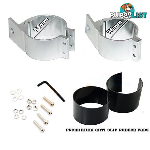 PAIR Silver Bullbar Mounting Bracket Clamp 76-81mm For LED Light Bar HID ARB