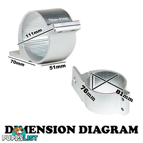 PAIR Silver Bullbar Mounting Bracket Clamp 76-81mm For LED Light Bar HID ARB