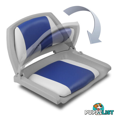 Set of 2 Swivel Folding Marine Boat Seats White Blue