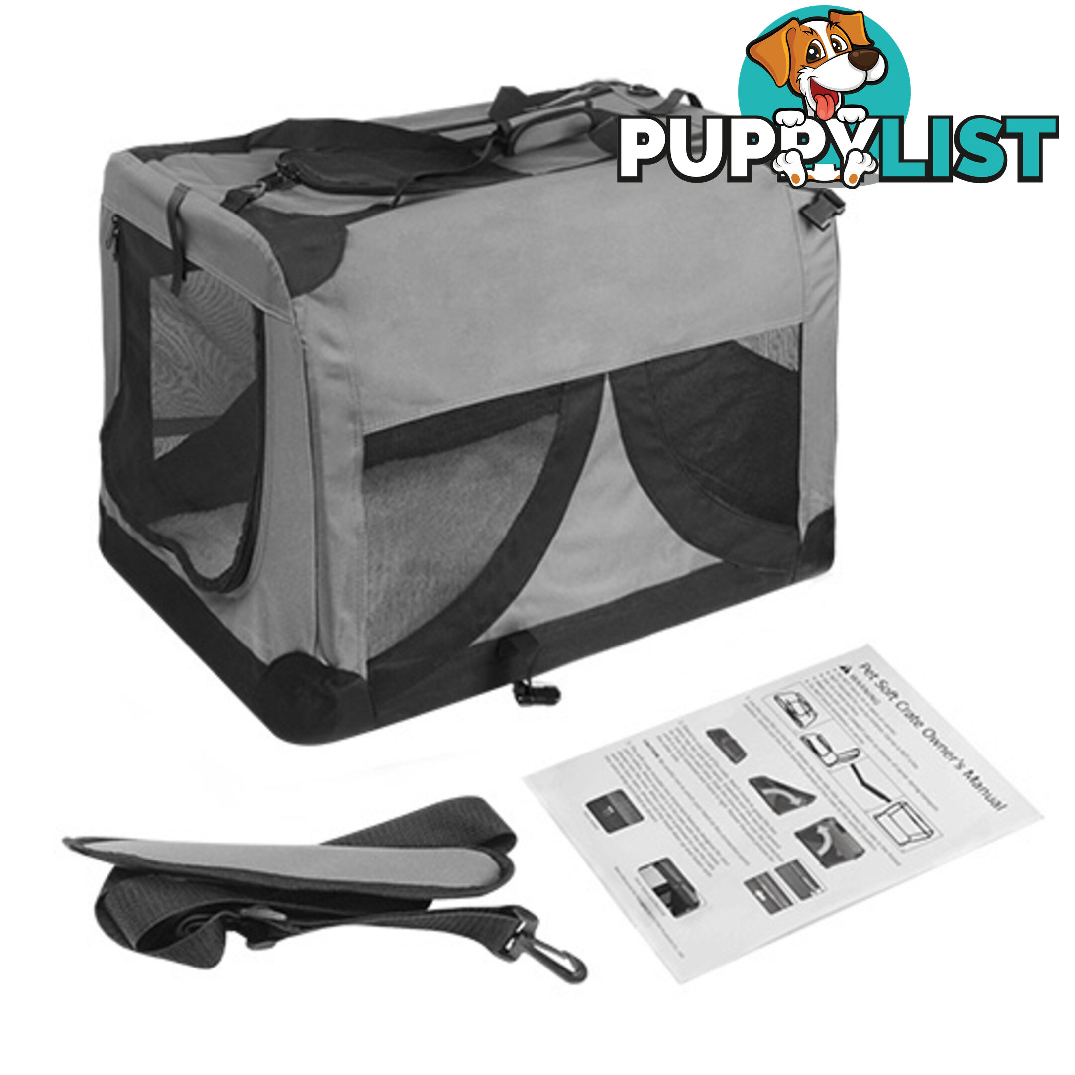 XL Pet Soft Cage Puppy Dog Cat Collapsible Crate Carrier Foldable Kennel Grey