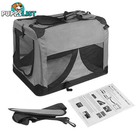 XL Pet Soft Cage Puppy Dog Cat Collapsible Crate Carrier Foldable Kennel Grey