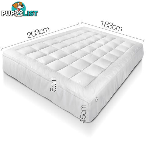 1000GSM Bamboo Fabric Pillowtop Mattress Topper Bed Cover Protector 5cm King