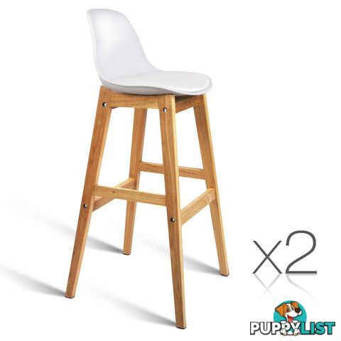 2 x High Seat Back Barstools Kitchen Cafe Office Counter Height Chairs White