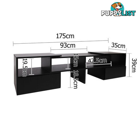 TV Stand Entertainment Unit Adjustable Cabinet Black