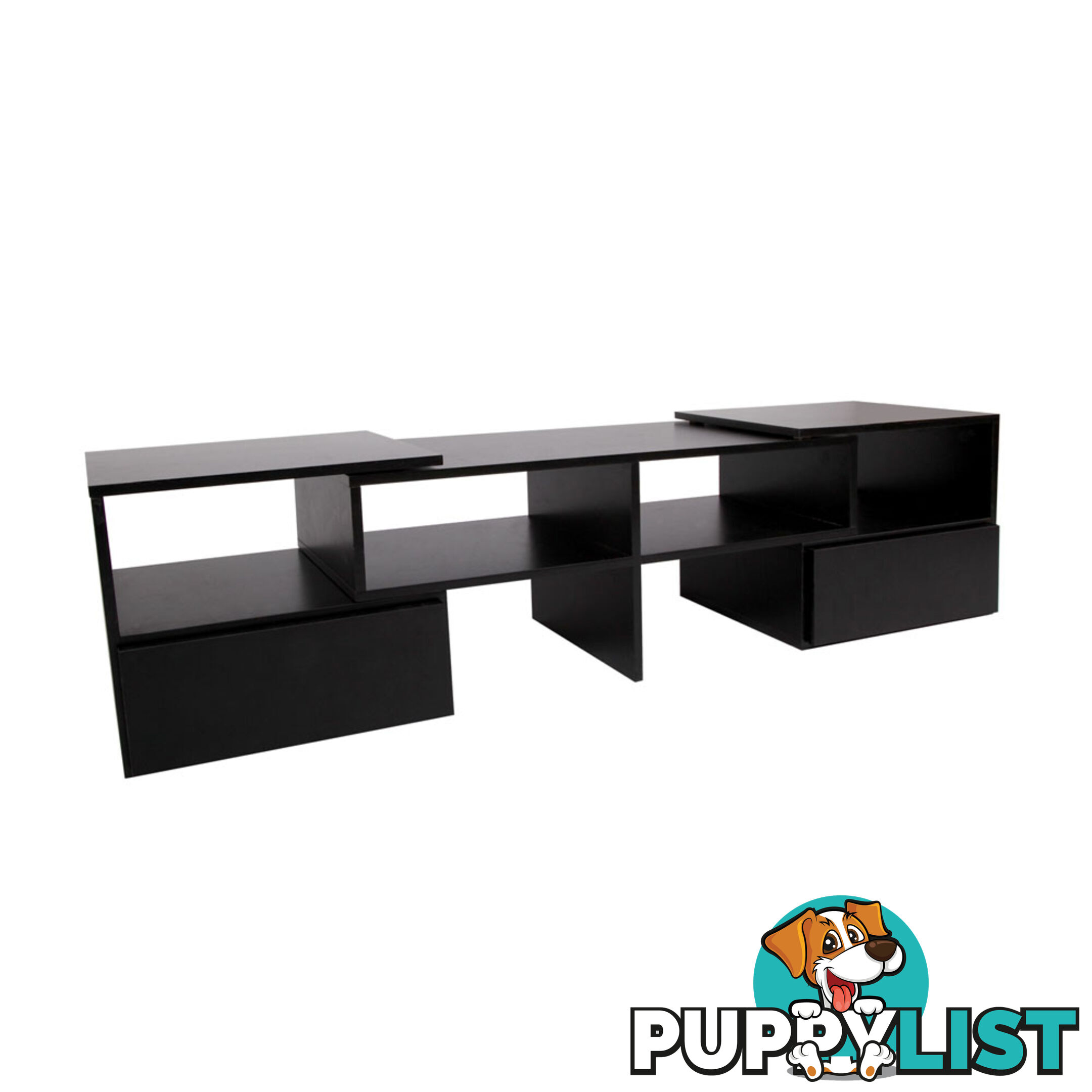 TV Stand Entertainment Unit Adjustable Cabinet Black