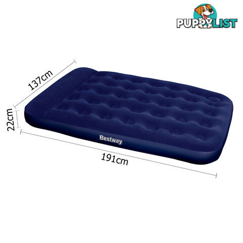 Double Inflatable Air Bed Built-in Foot Pump Flocked Camping Blow Up Mattress