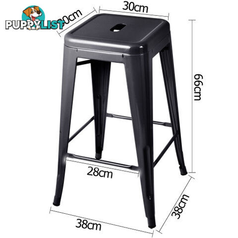 Set of 4 Replica Tolix Kitchen Bar Stool 66cm Black