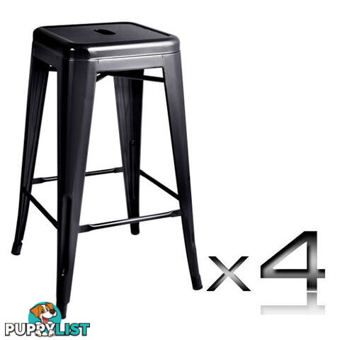 Set of 4 Replica Tolix Kitchen Bar Stool 66cm Black