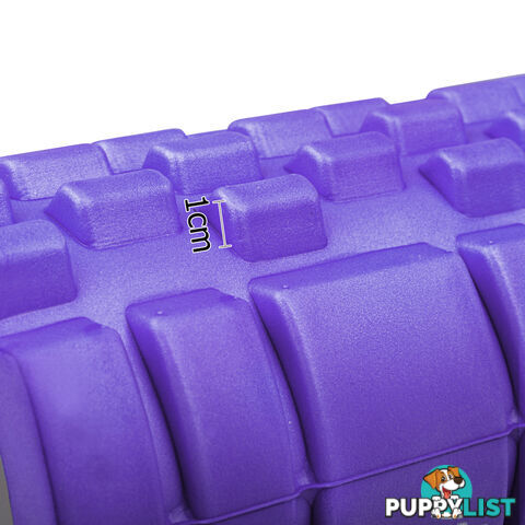 Yoga Gym Pilates EVA Grid Foam Roller Purple 33 x 14cm