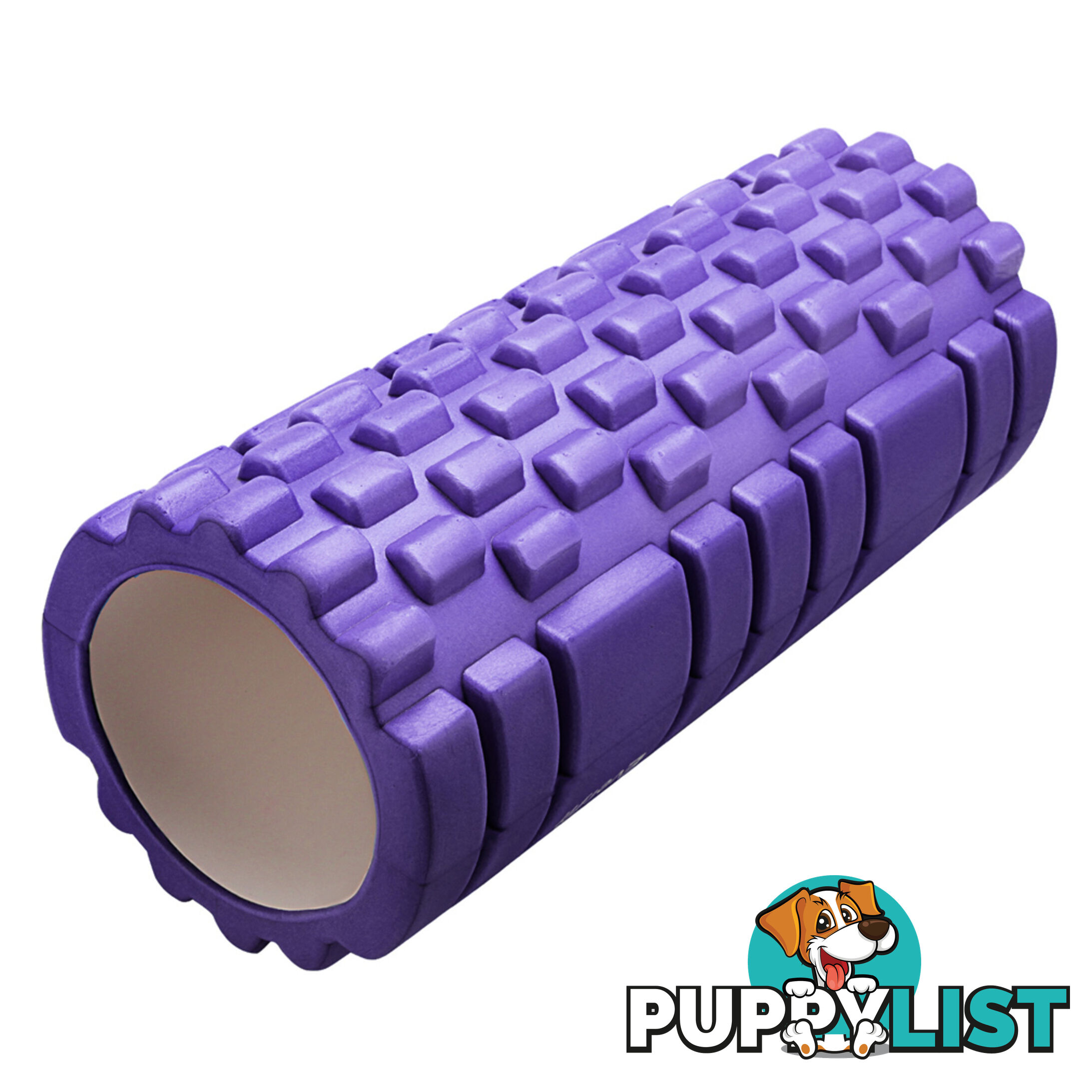 Yoga Gym Pilates EVA Grid Foam Roller Purple 33 x 14cm