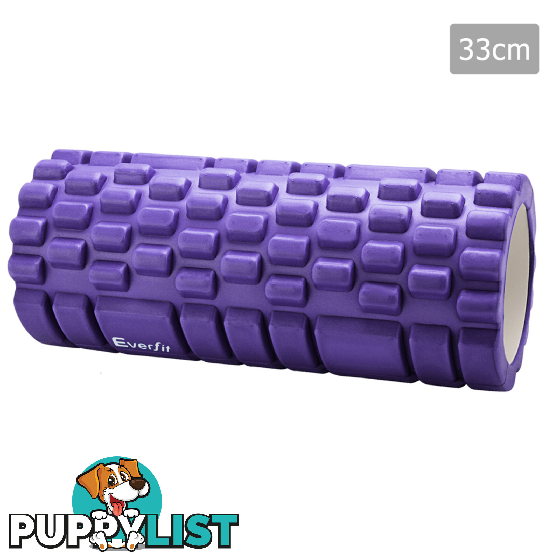 Yoga Gym Pilates EVA Grid Foam Roller Purple 33 x 14cm