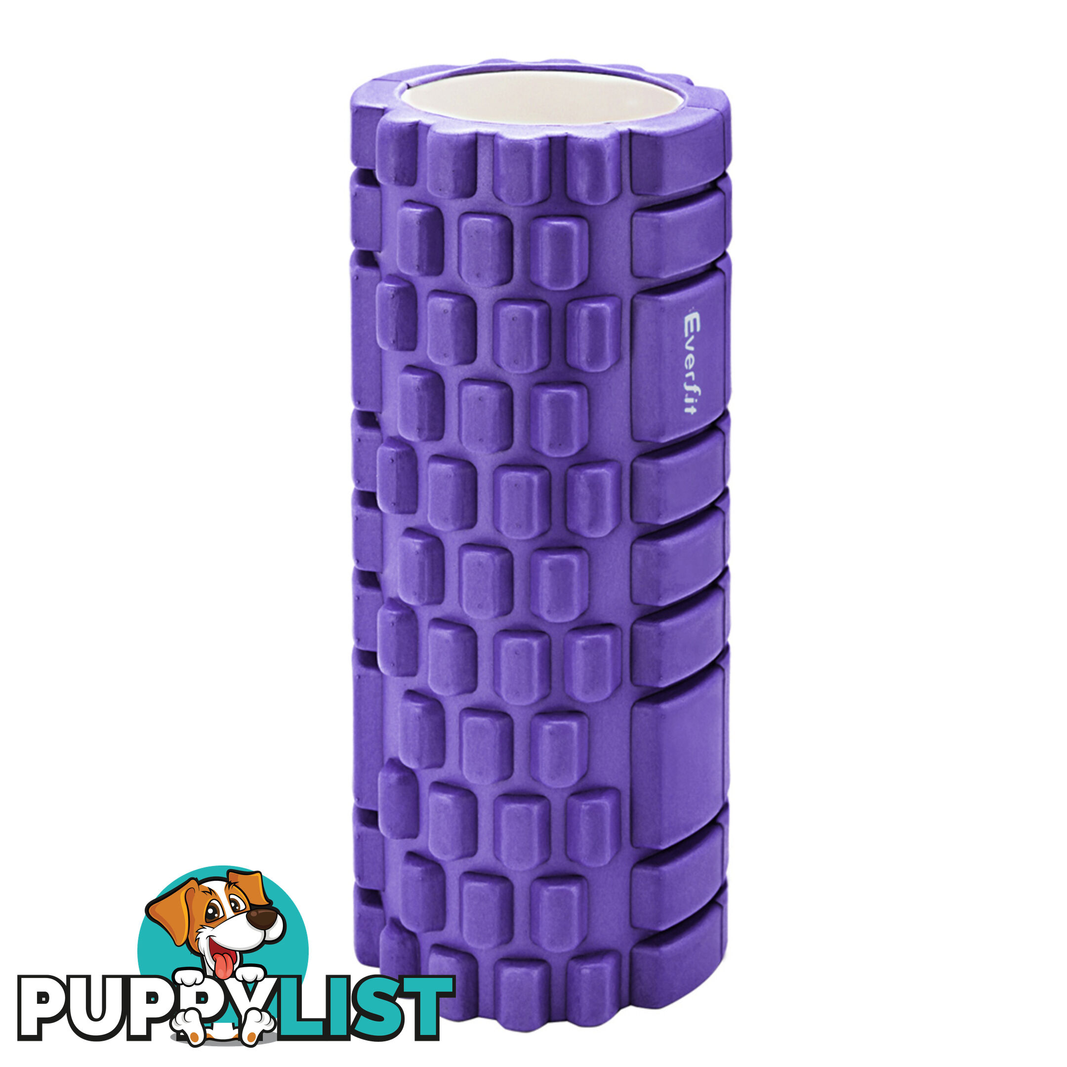 Yoga Gym Pilates EVA Grid Foam Roller Purple 33 x 14cm