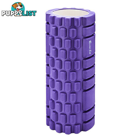 Yoga Gym Pilates EVA Grid Foam Roller Purple 33 x 14cm