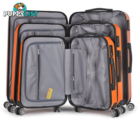 3PCS Travel Luggage Set Hard Shell Super Lightweight Suitcase TSA Lock Orange