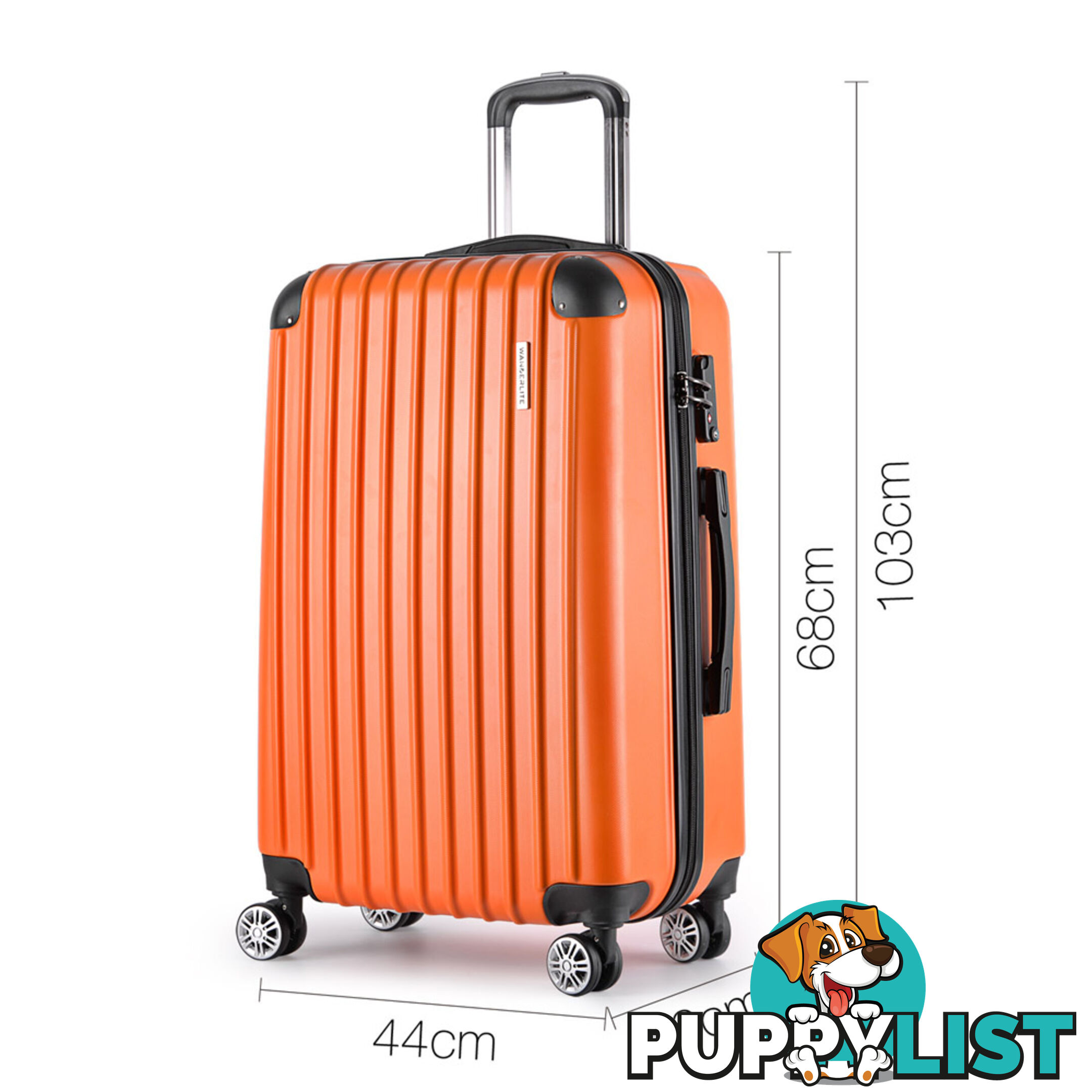 3PCS Travel Luggage Set Hard Shell Super Lightweight Suitcase TSA Lock Orange