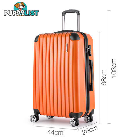 3PCS Travel Luggage Set Hard Shell Super Lightweight Suitcase TSA Lock Orange