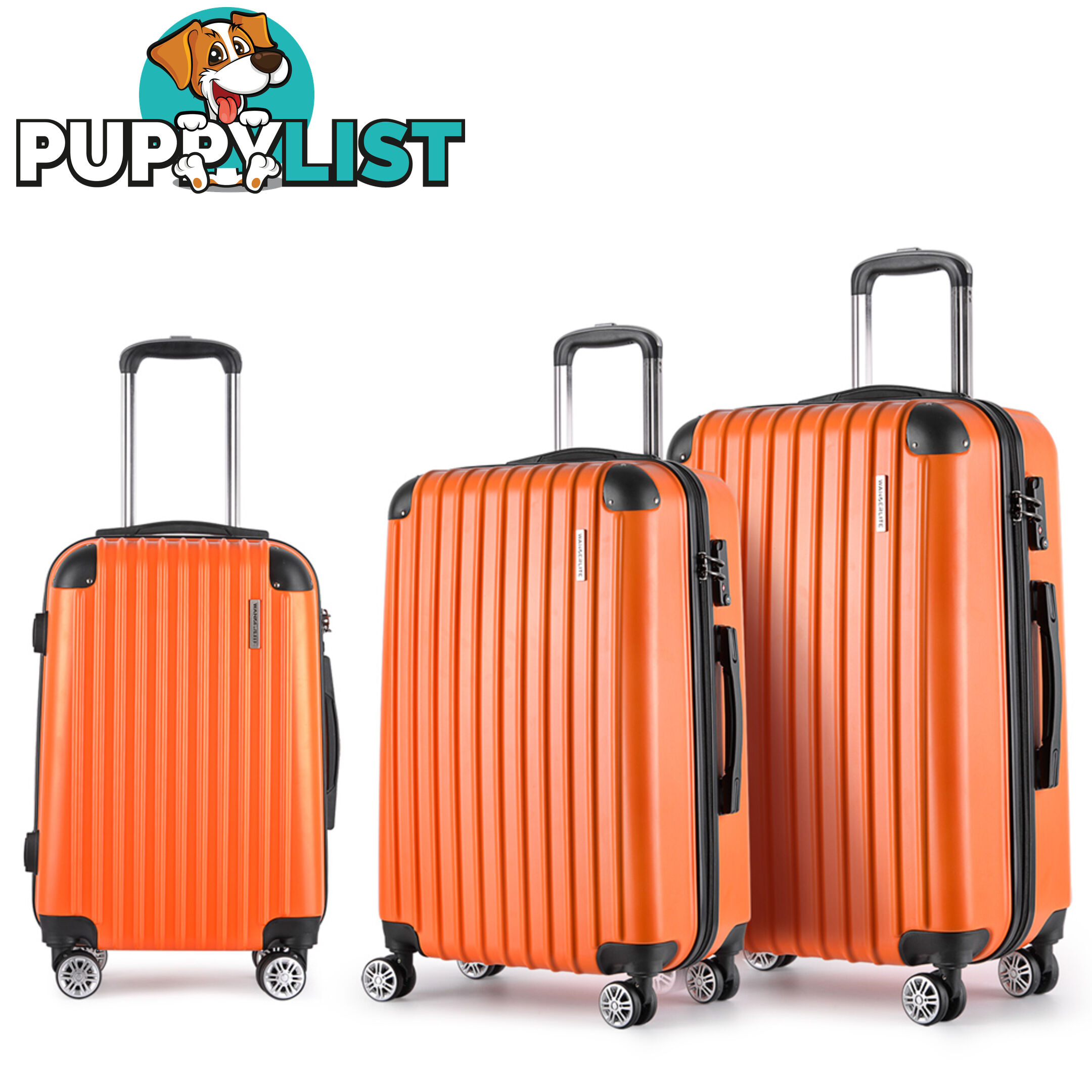 3PCS Travel Luggage Set Hard Shell Super Lightweight Suitcase TSA Lock Orange