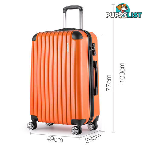 3PCS Travel Luggage Set Hard Shell Super Lightweight Suitcase TSA Lock Orange