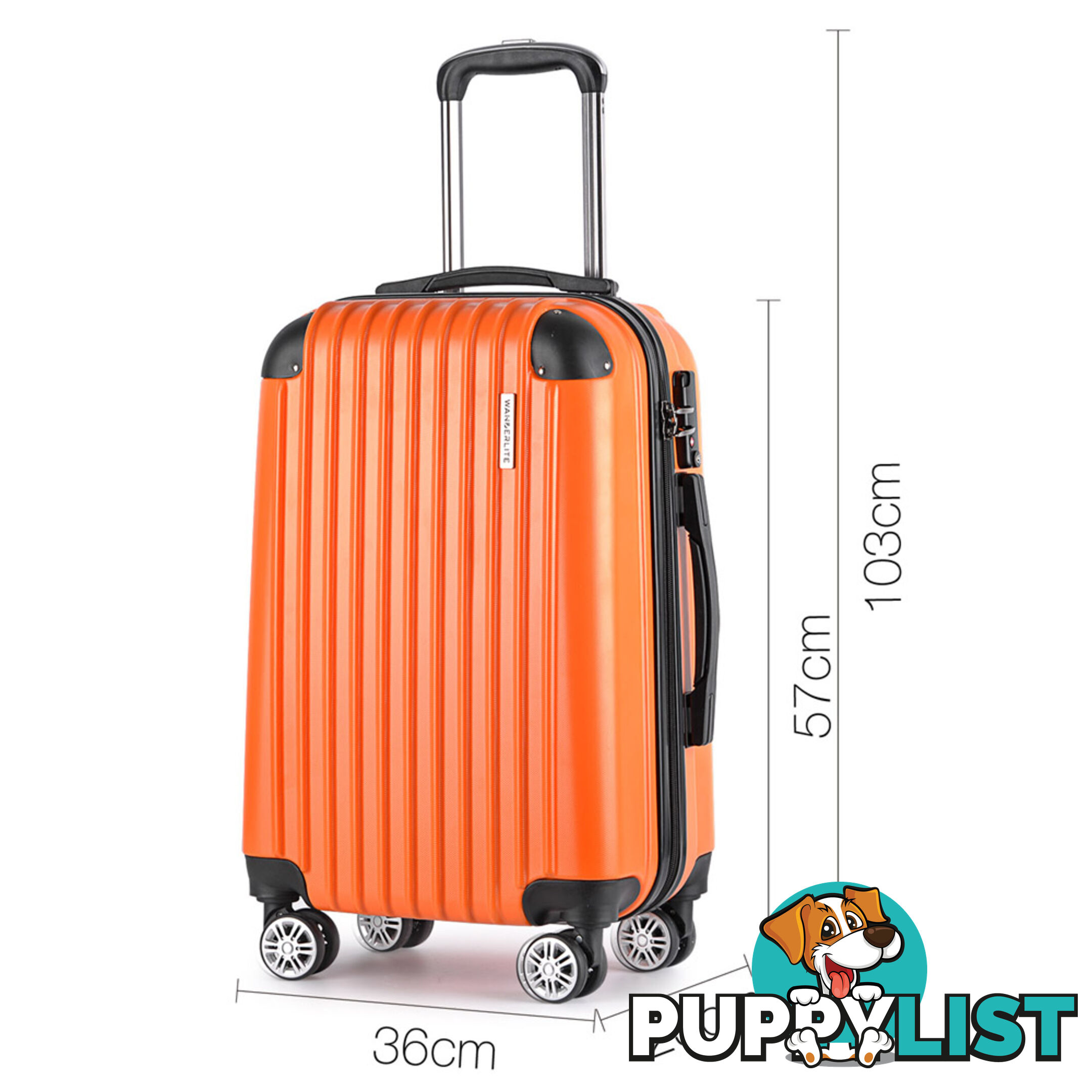 3PCS Travel Luggage Set Hard Shell Super Lightweight Suitcase TSA Lock Orange