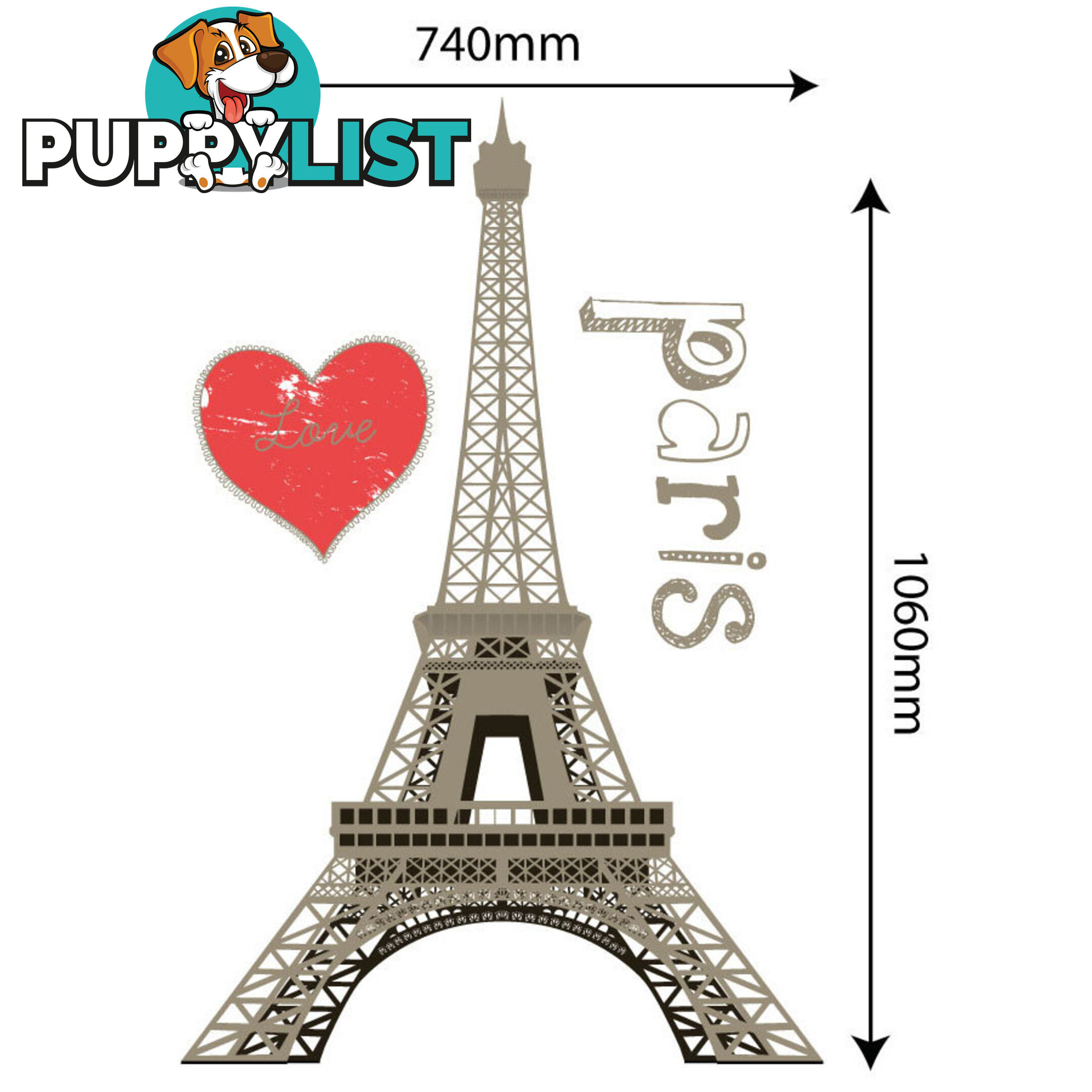 Extra Large Size Paris Eiffel Tower Wall Stickers - Totally Movable