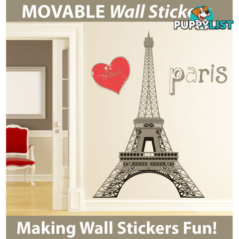 Extra Large Size Paris Eiffel Tower Wall Stickers - Totally Movable