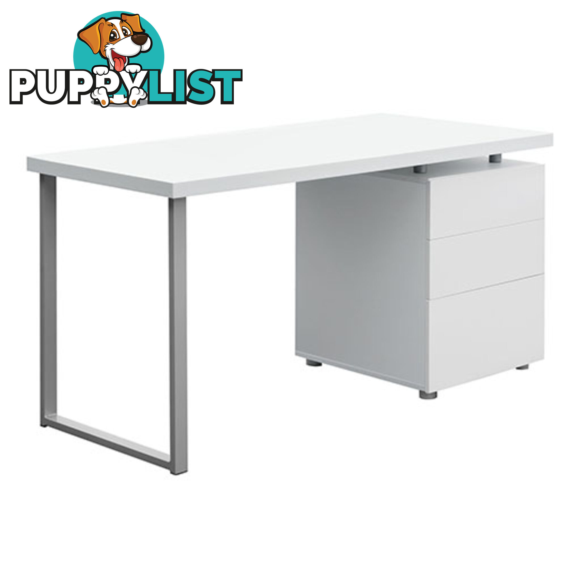 Office Computer Desk Home Study Table 3 Drawer Cabinet Student Kids Desk White