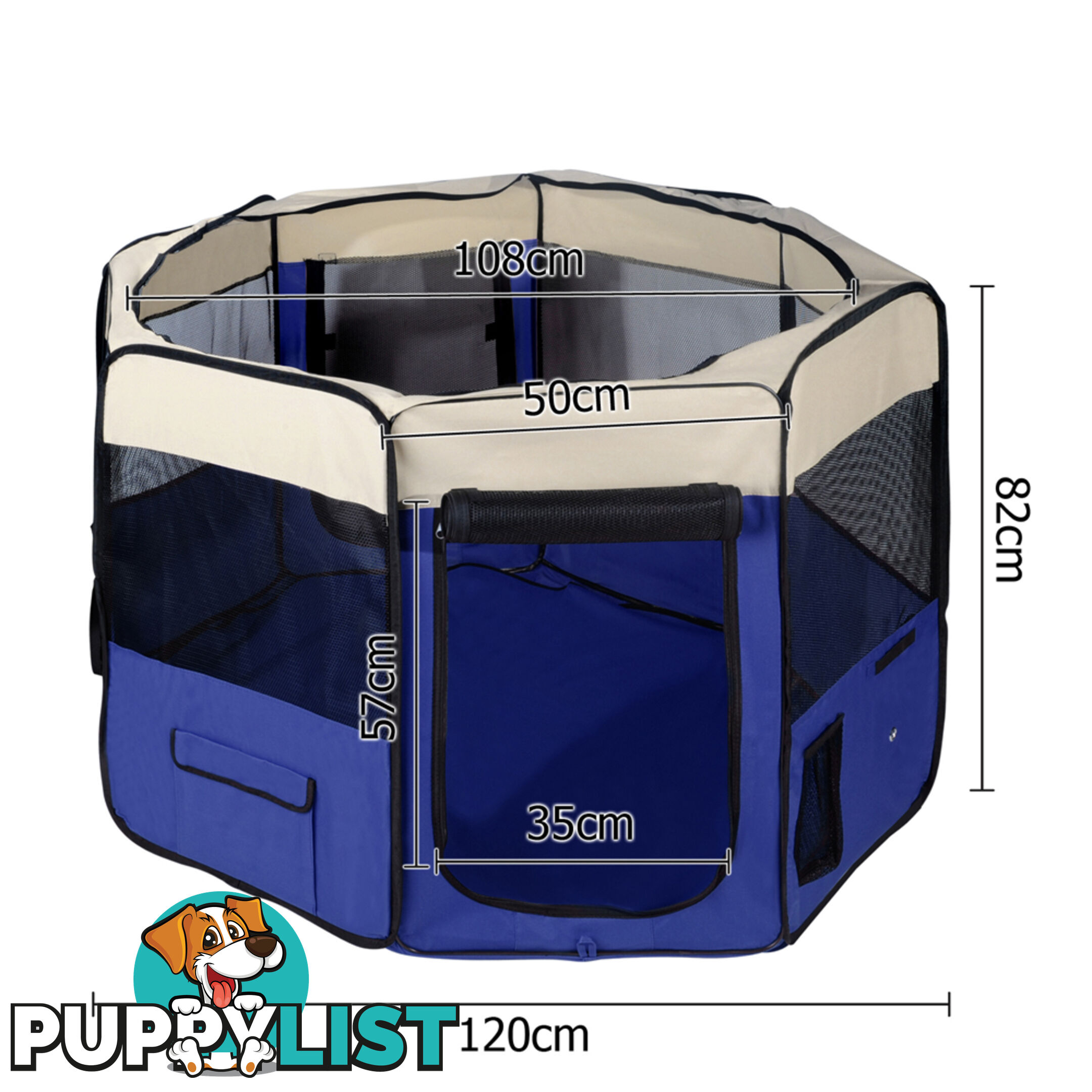 XL Portable Pet Playpen 8 Panel Dog Puppy Cat Exercise Soft Cage Crate Tent Blue