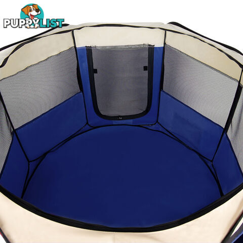 XL Portable Pet Playpen 8 Panel Dog Puppy Cat Exercise Soft Cage Crate Tent Blue