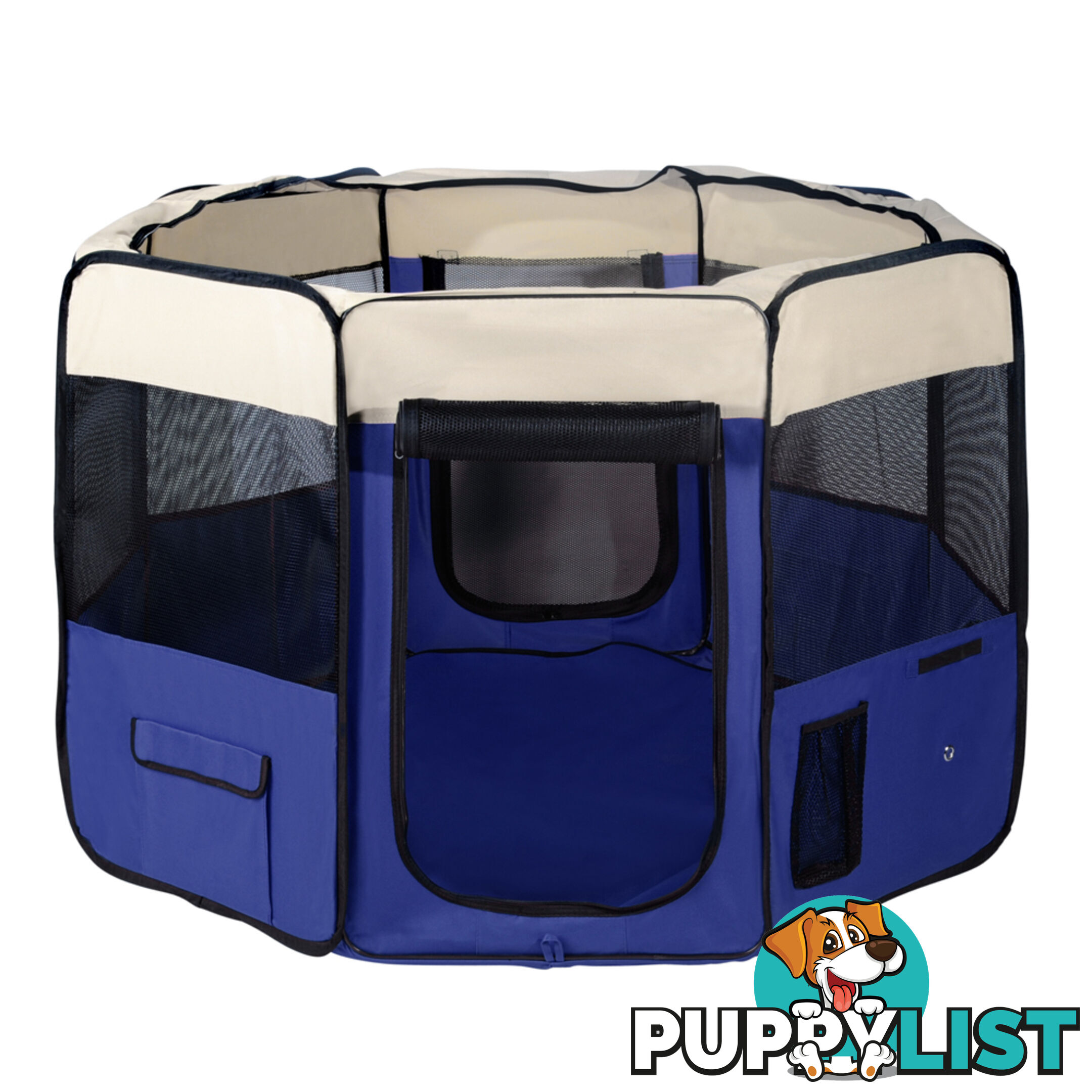 XL Portable Pet Playpen 8 Panel Dog Puppy Cat Exercise Soft Cage Crate Tent Blue