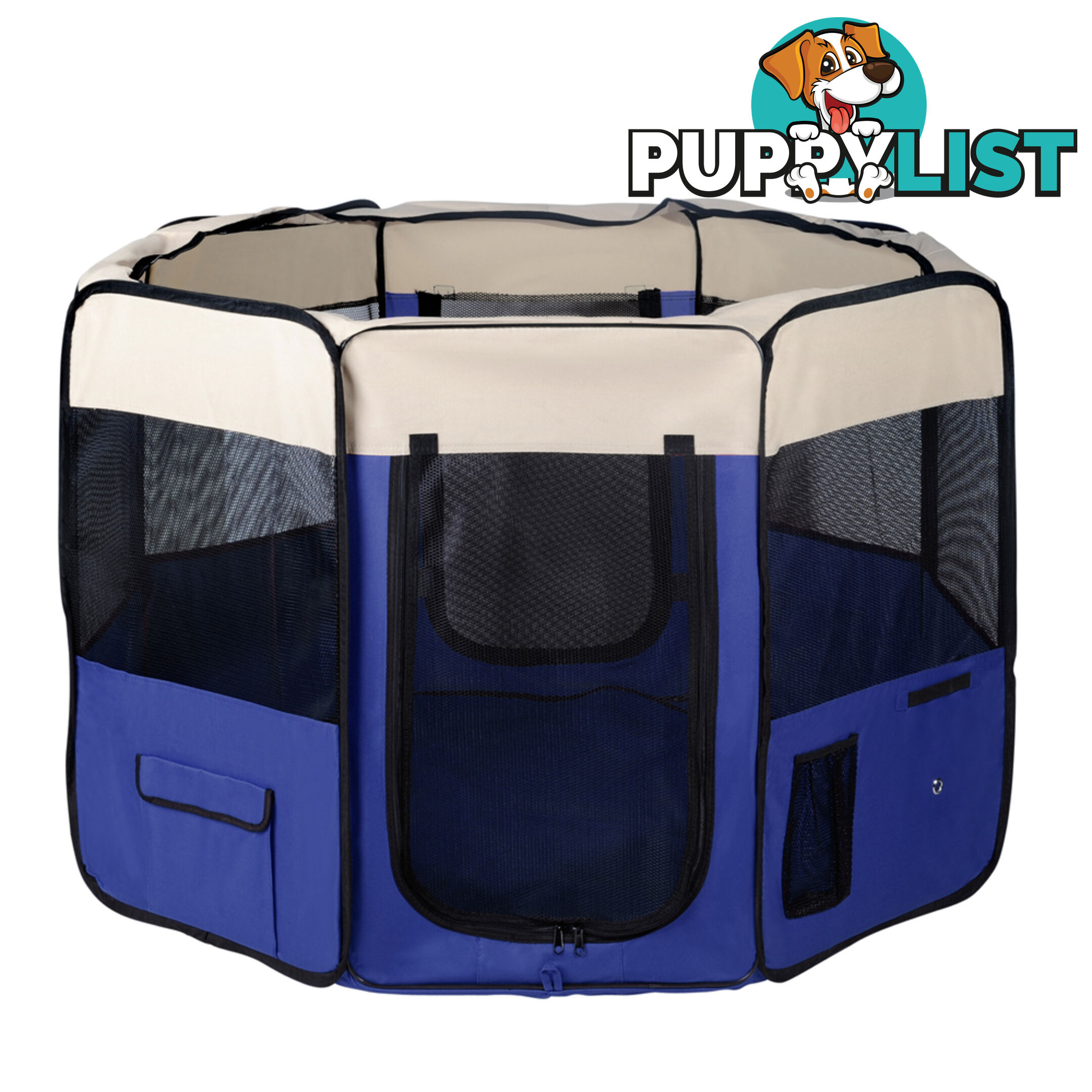 XL Portable Pet Playpen 8 Panel Dog Puppy Cat Exercise Soft Cage Crate Tent Blue