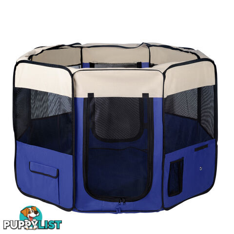 XL Portable Pet Playpen 8 Panel Dog Puppy Cat Exercise Soft Cage Crate Tent Blue