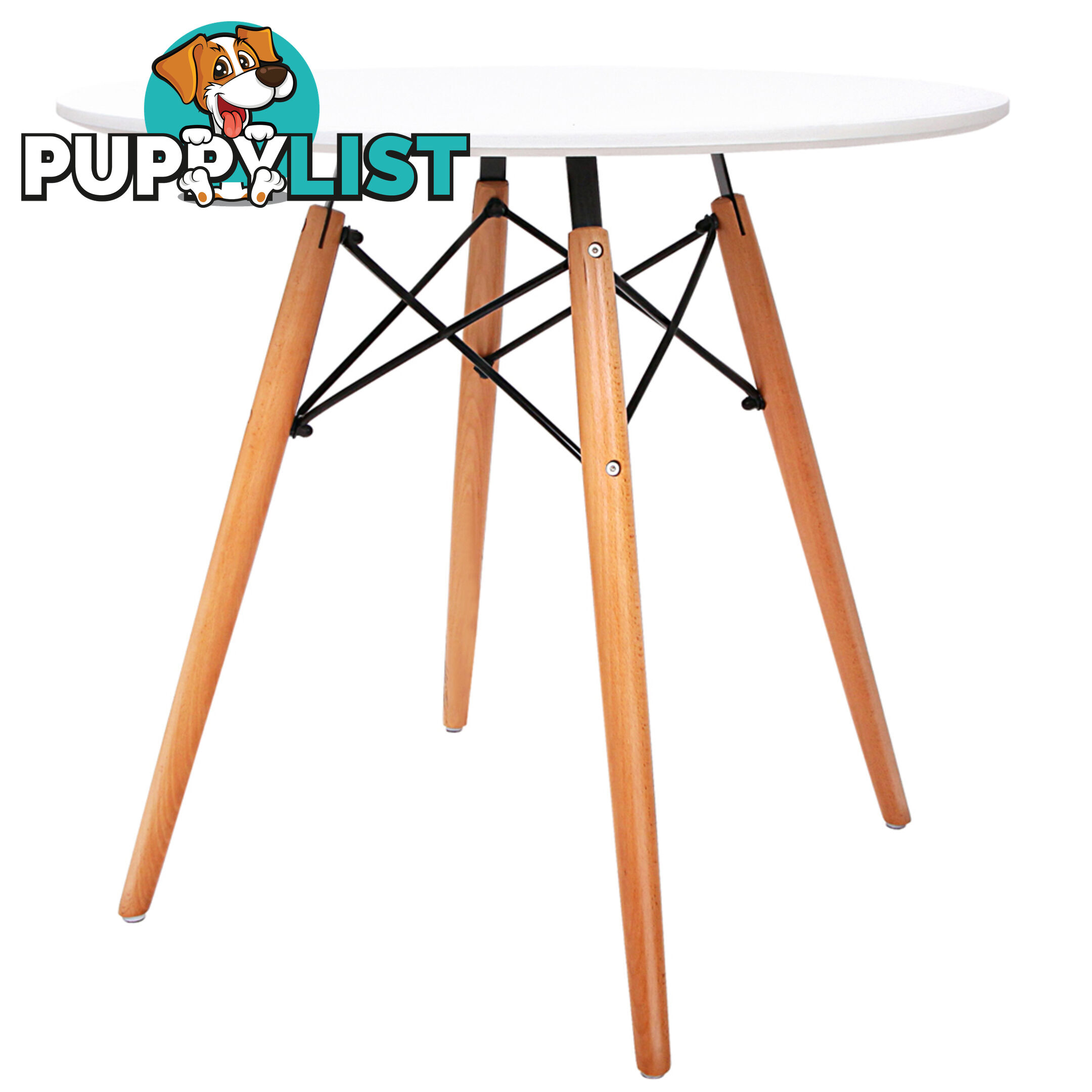 Replica Eames DSW Eiffel Round Dining Coffee Table Beech Wood Legs Cafe White