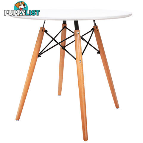 Replica Eames DSW Eiffel Round Dining Coffee Table Beech Wood Legs Cafe White