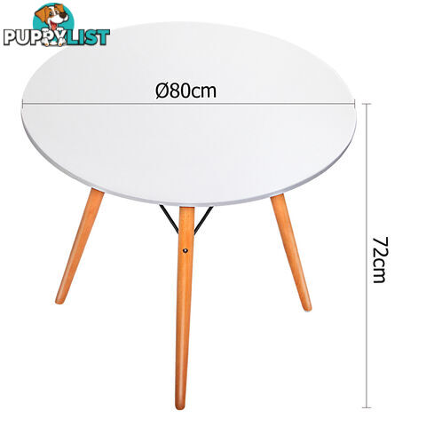 Replica Eames DSW Eiffel Round Dining Coffee Table Beech Wood Legs Cafe White