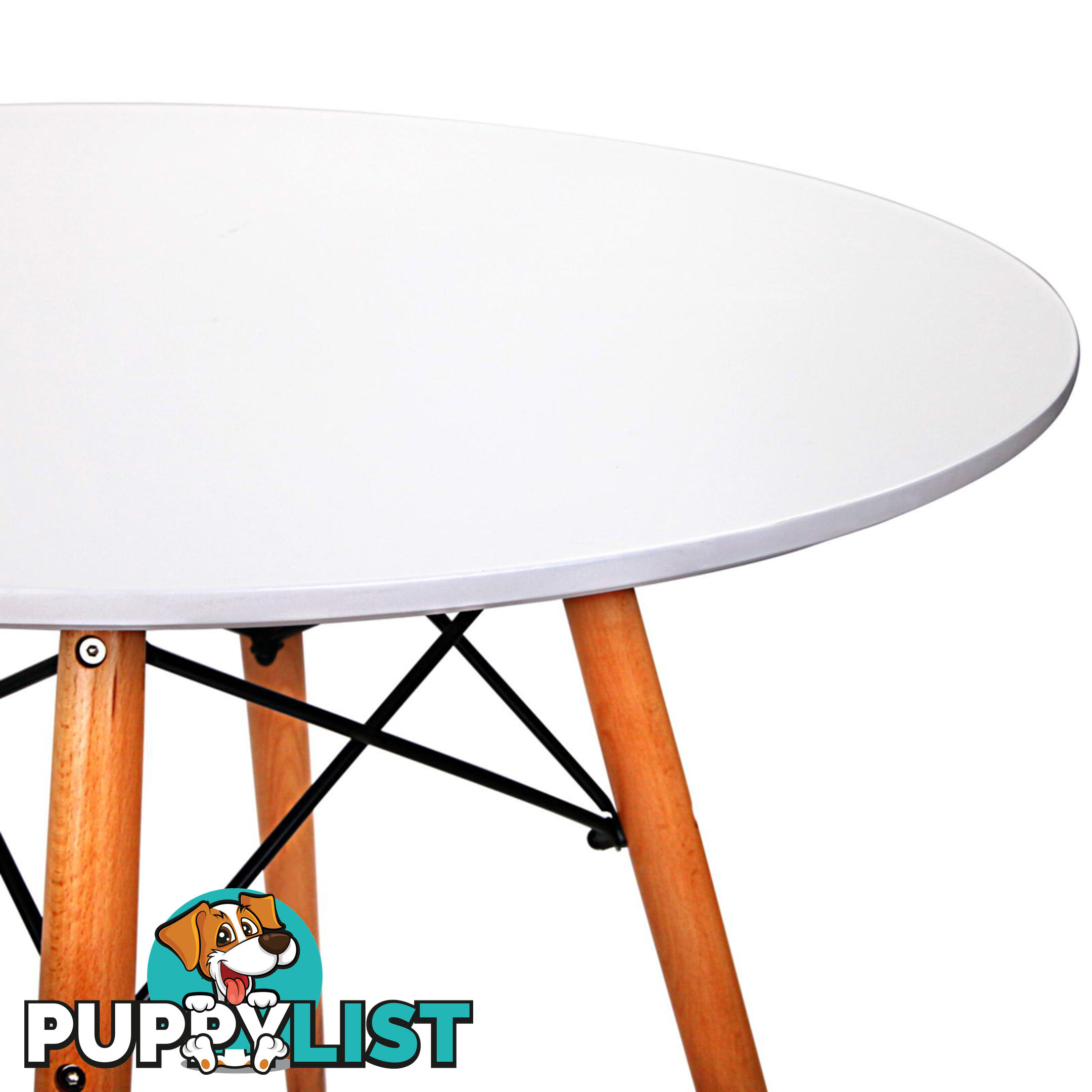 Replica Eames DSW Eiffel Round Dining Coffee Table Beech Wood Legs Cafe White