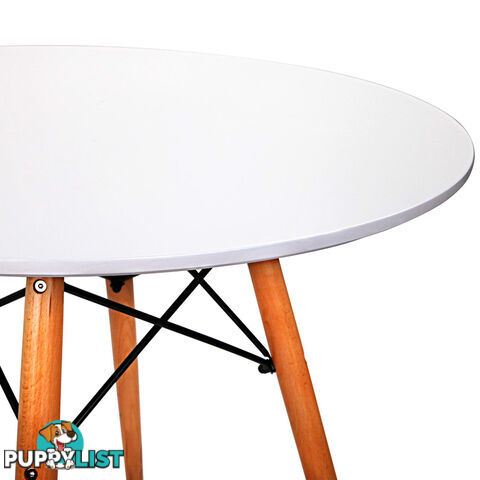 Replica Eames DSW Eiffel Round Dining Coffee Table Beech Wood Legs Cafe White