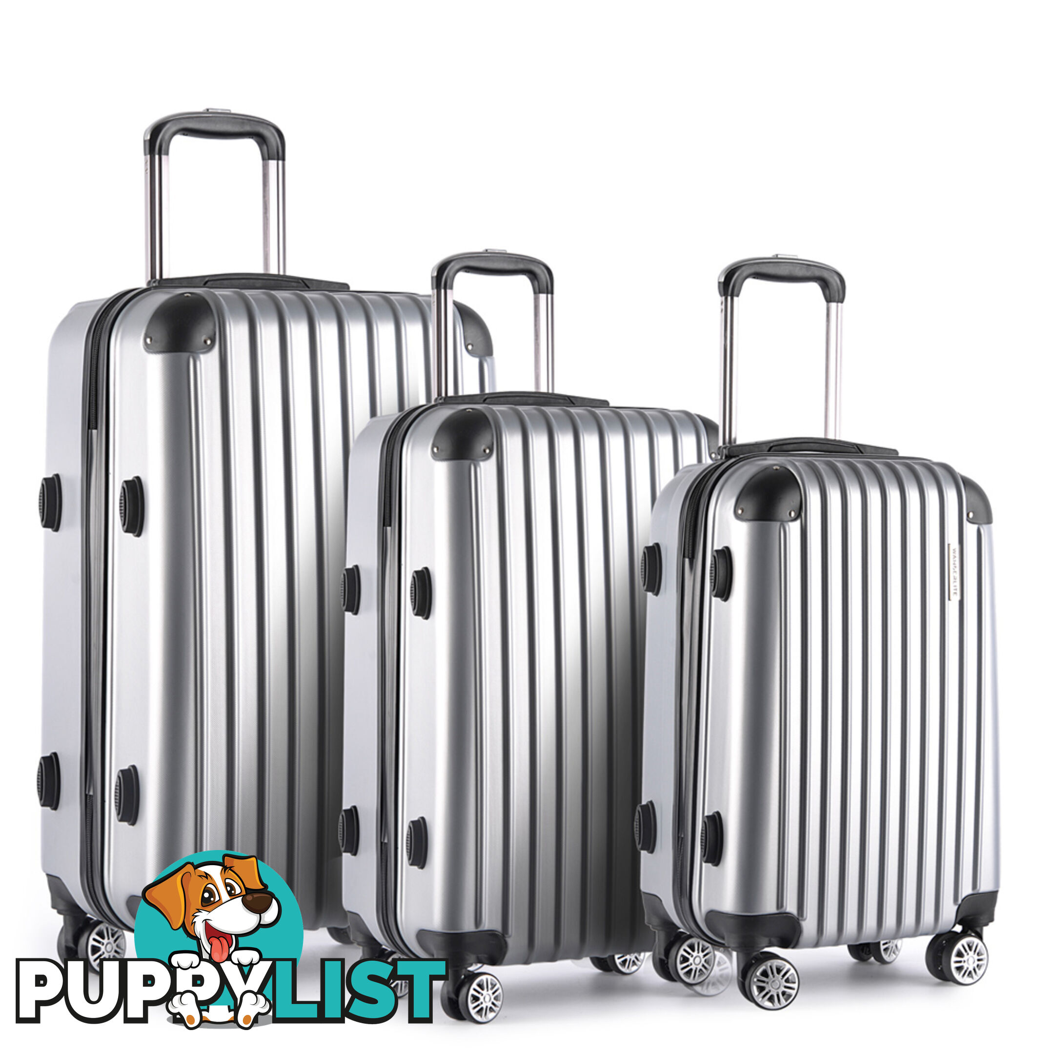 3PCS Travel Luggage Set Hard Shell Super Lightweight Suitcase TSA Lock Silver