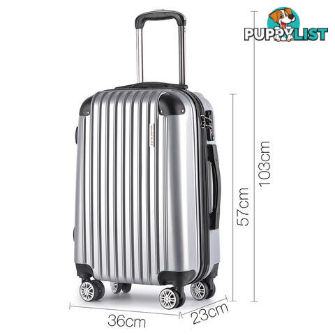 3PCS Travel Luggage Set Hard Shell Super Lightweight Suitcase TSA Lock Silver