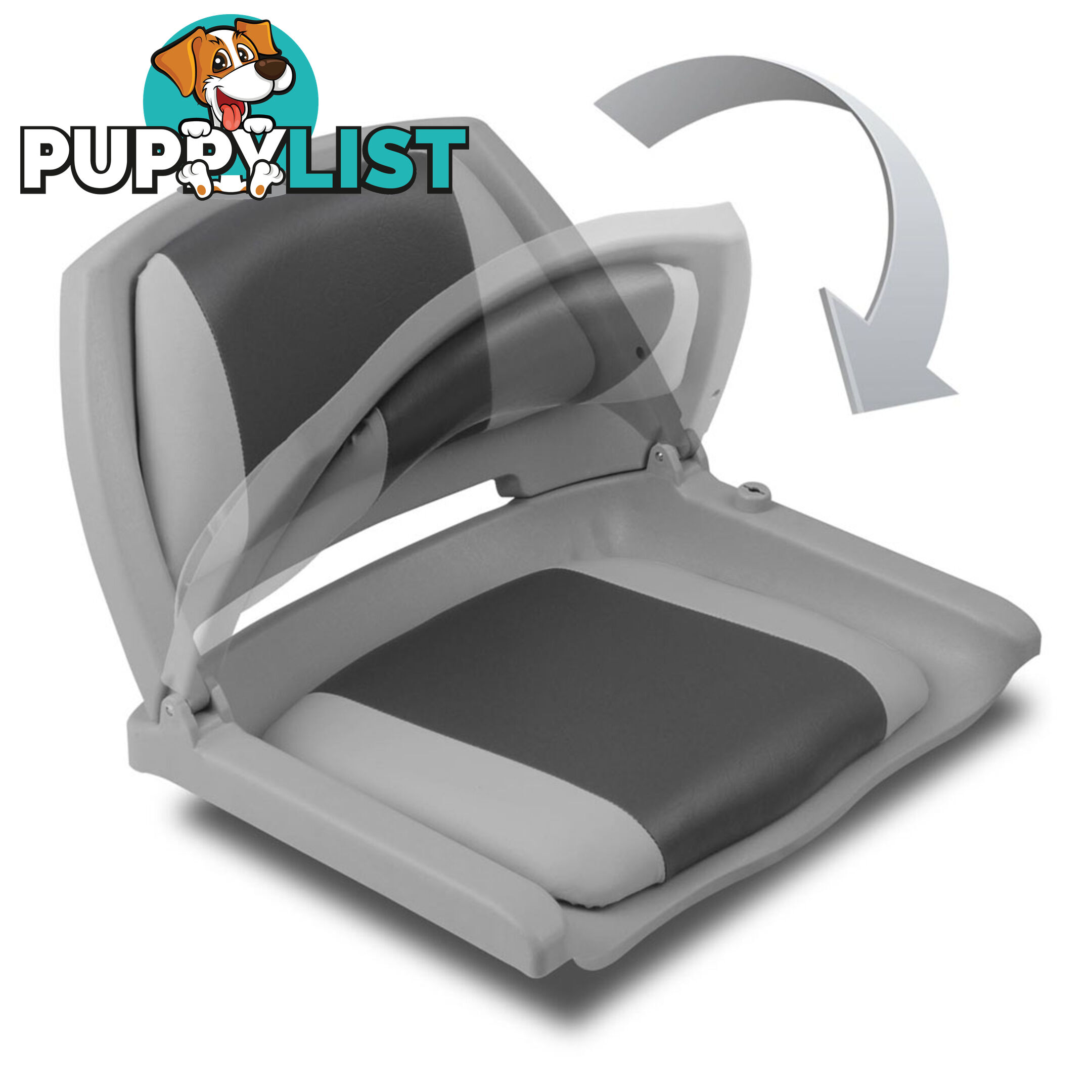 Folding Marine Boat Seat Grade Vinyl All Weather Swivel Grey Charcoal