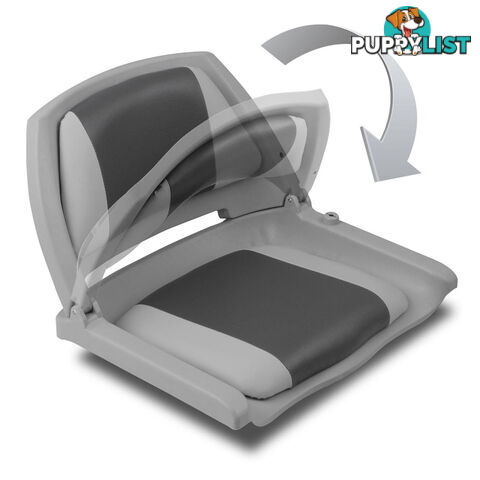 Folding Marine Boat Seat Grade Vinyl All Weather Swivel Grey Charcoal