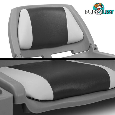 Folding Marine Boat Seat Grade Vinyl All Weather Swivel Grey Charcoal