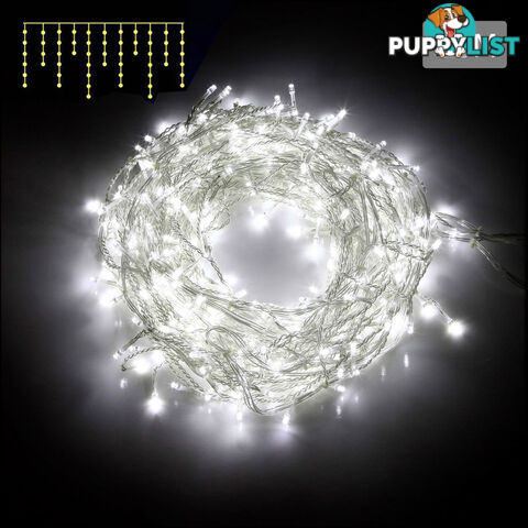 White 800 LED Fairy Icicle Lights Outdoor Indoor Decoration Wedding Party