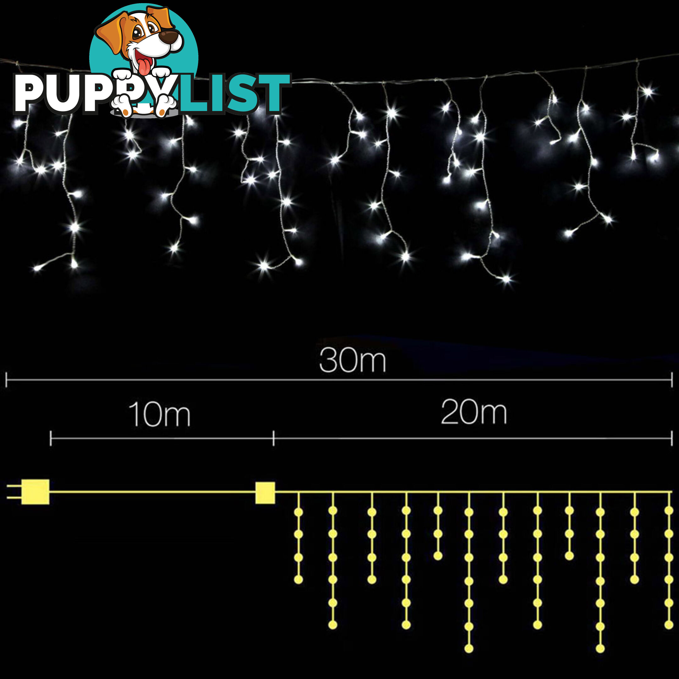 White 800 LED Fairy Icicle Lights Outdoor Indoor Decoration Wedding Party