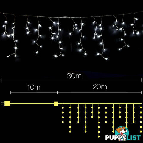 White 800 LED Fairy Icicle Lights Outdoor Indoor Decoration Wedding Party