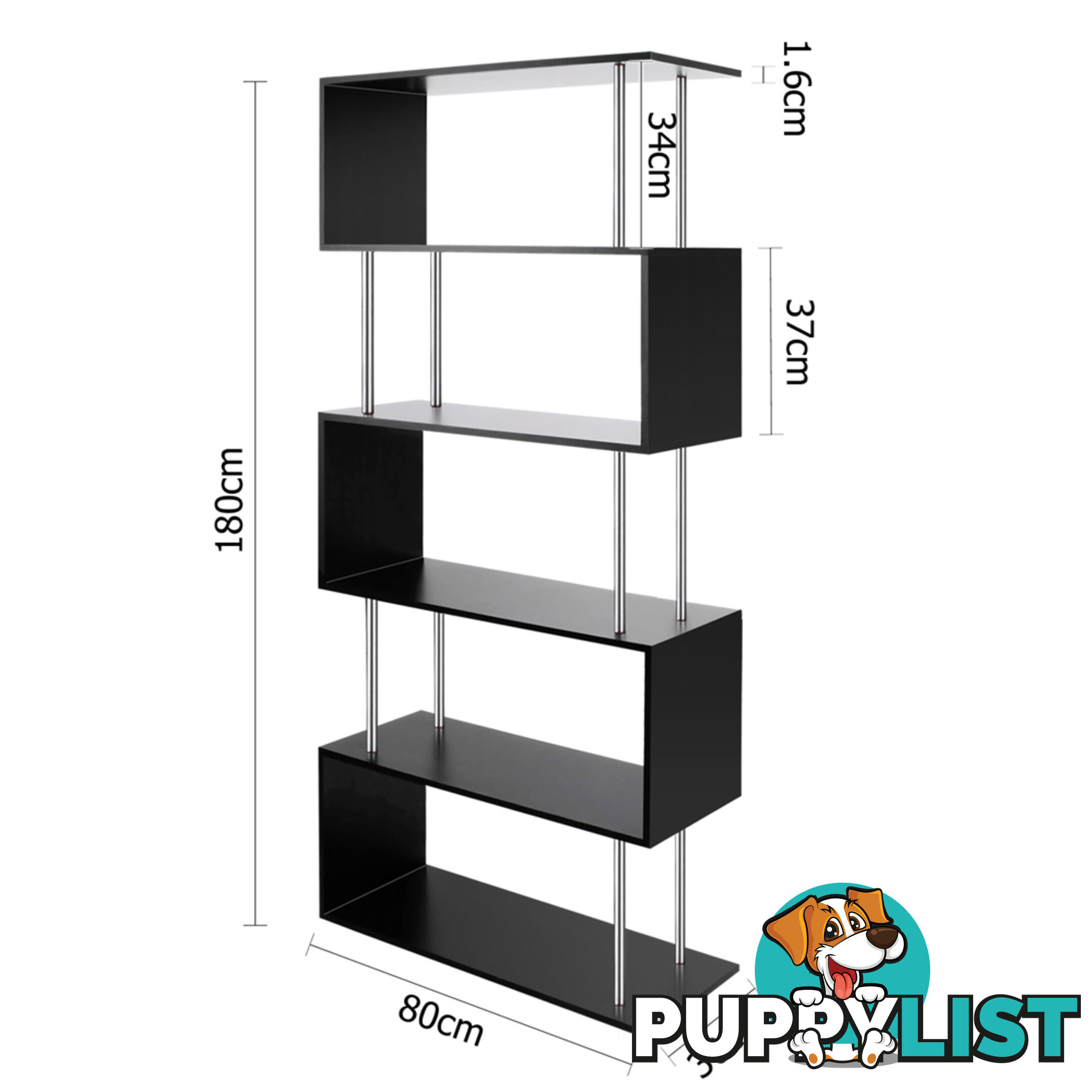 5 Tier Display/Book/Storage Shelf Unit Black