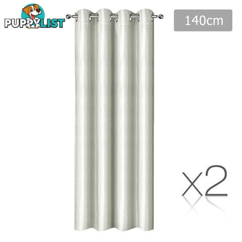 2 x Luxury Eyelet Blockout Curtain Room Darkening 310GSM 3 Layer 140x230cm Ecru