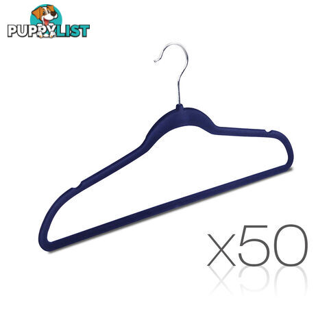 Set of 50 Slim Navy Velvet Hangers