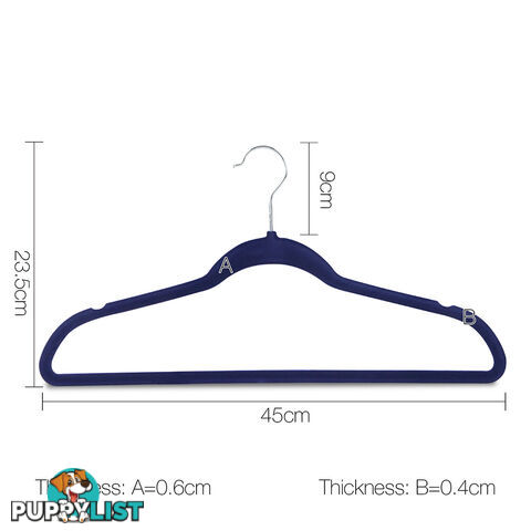 Set of 50 Slim Navy Velvet Hangers