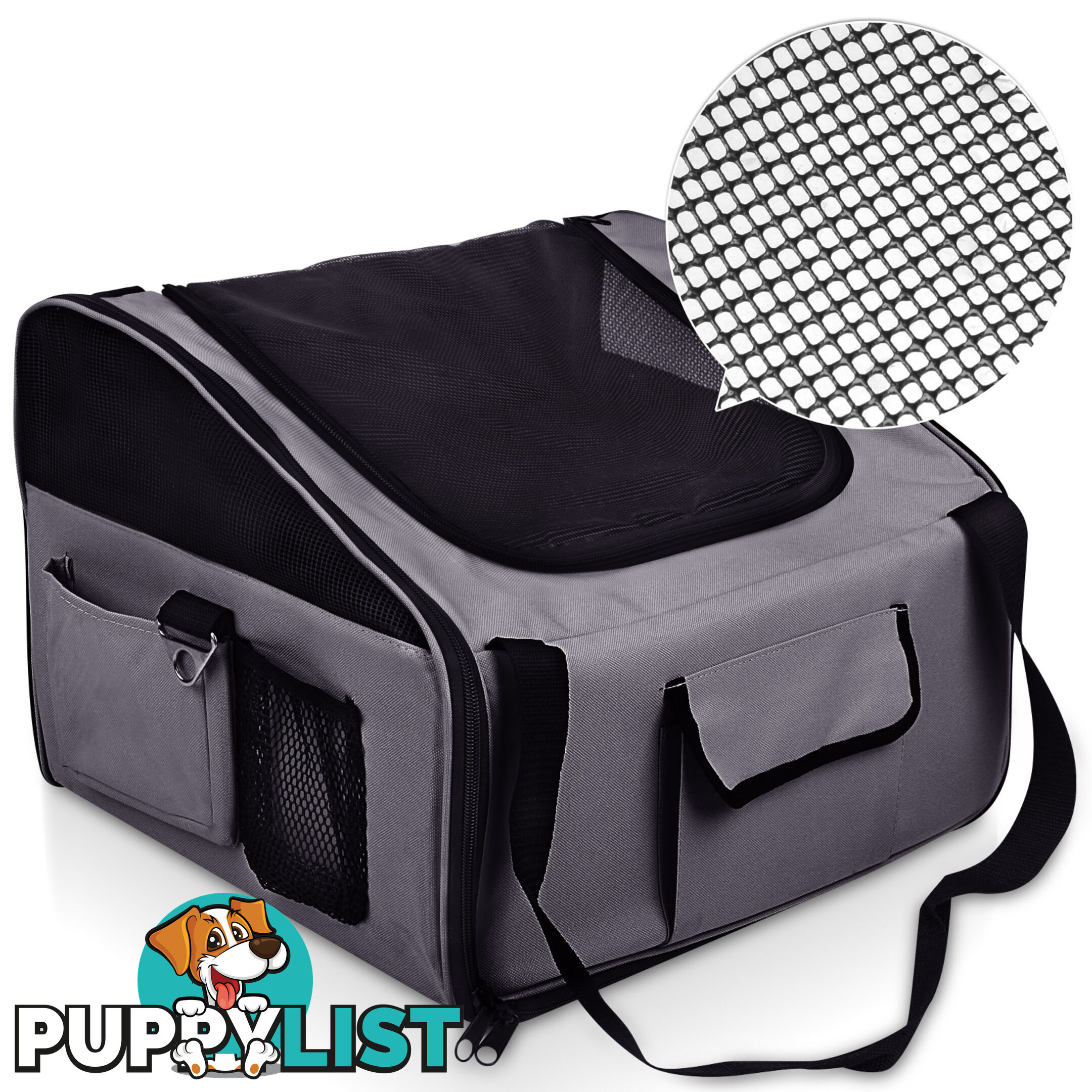 Pet Dog Cat Car Seat Carrier Travel Bag Large Grey